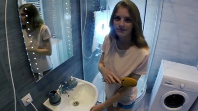 BROTHER CUMS ON FACE OF HIS STEP SISTER WHILE PARENTS TALK WITH GUESTS