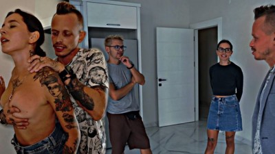 The Husband watches his sexy blonde lingerie porn Wife being Fucked by a realtor for a Discount!