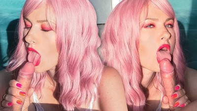 Gentle Blowjob and Cum xxx ful hd com Play from Beauty with Pink Hair and Juicy Lips