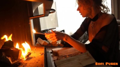 The nymph arab tits gets fucked by the fireplace, in the ass and pussy